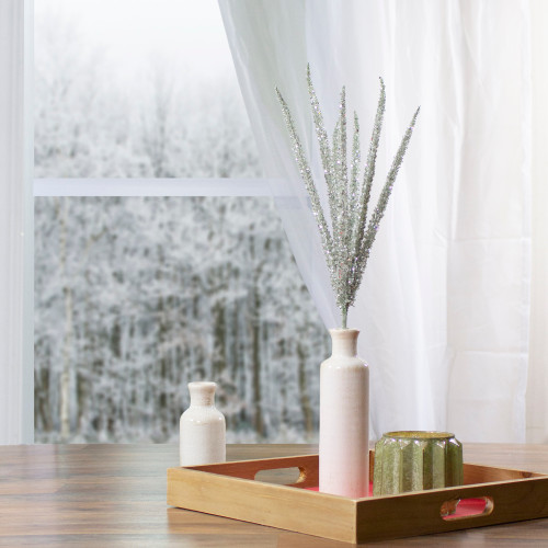 25" White Glittered Artificial Foxtail Christmas Spray