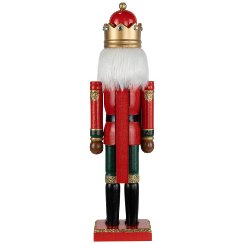 African American Nutcracker King Christmas Figure - 14.25" - Red and Green