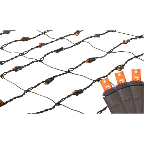 LED Net Style Tree Trunk Wrap Christmas Lights - Orange - 2' x 8' - Brown Wire