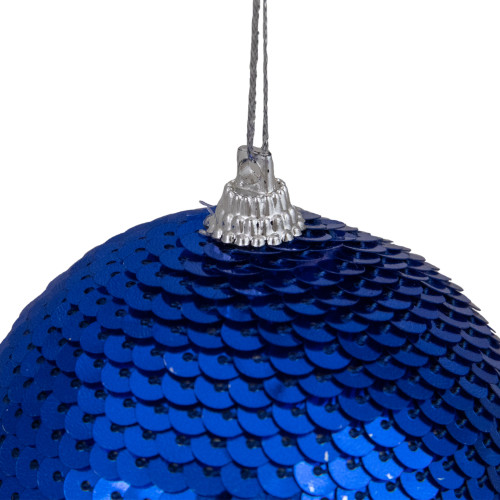 3" Blue Sequin Shatterproof Ball Christmas Ornament