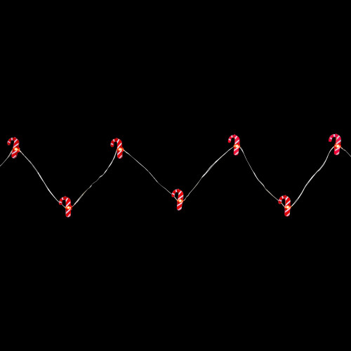 20-Count LED Candy Cane Christmas Fairy Lights, 6.5 ft Silver Wire