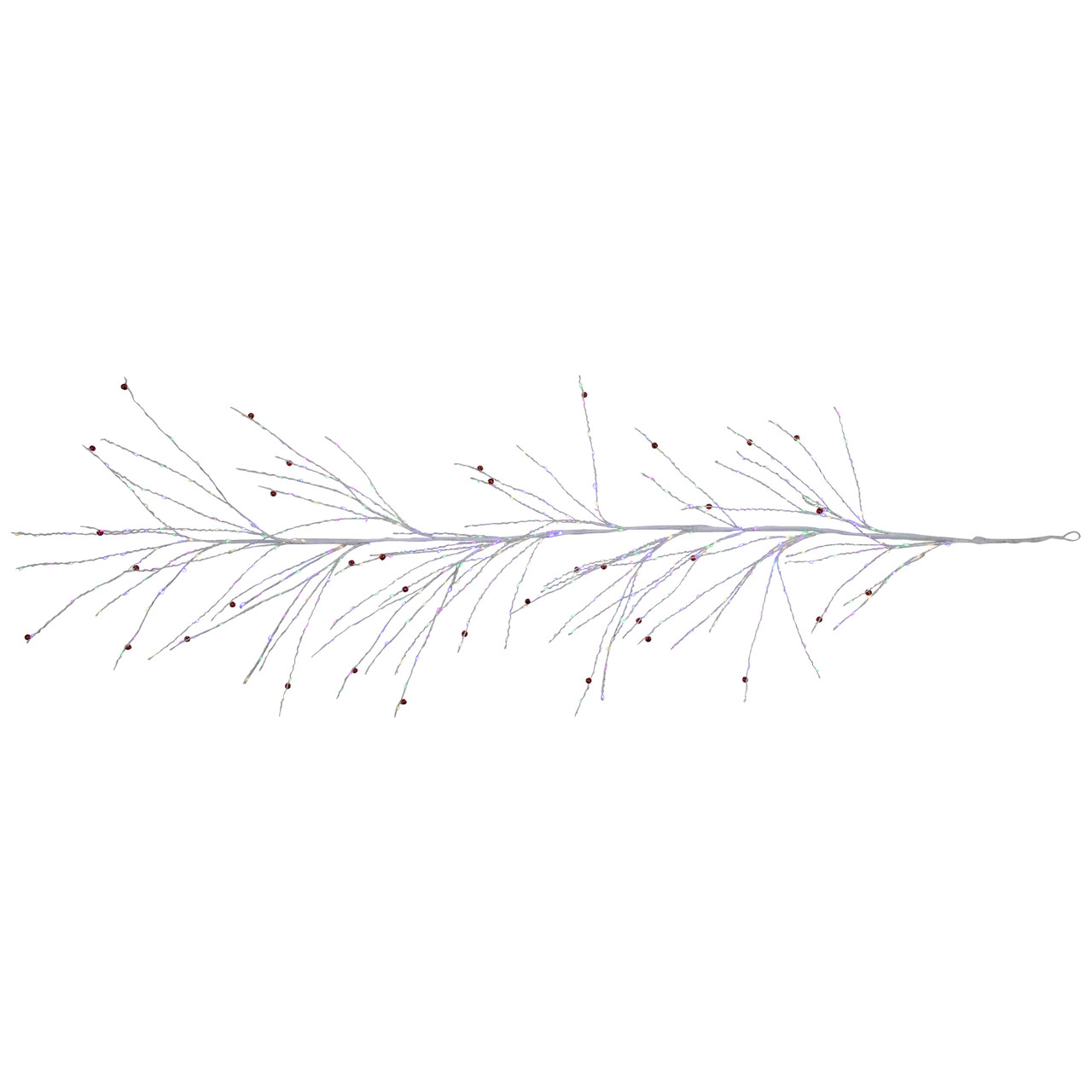 6' x 6" Pre-Lit White Christmas Garland with Red Jingle Bells, Multi-Color Lights