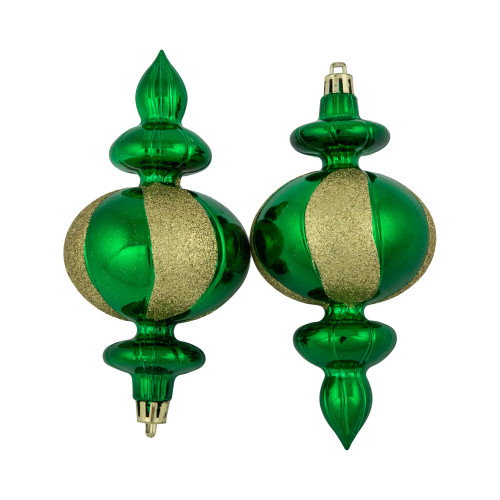 8-Count Green Shatterproof Finial Christmas Ornaments, 6"