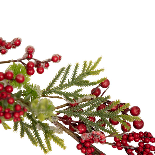 5' x 8" Frosted Pine and Red Berry Christmas Garland - Unlit