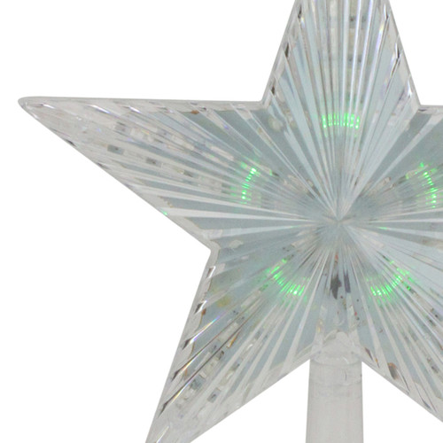 Lighted Flashing Crystal Star Christmas Tree Topper - 9" - Multicolor LED Lights