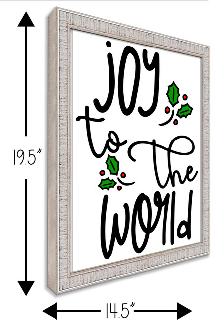 Joy to the World Mistletoes 14.5" x 19.5" Framed Christmas Wall Decor Art Print Sign Poster in a White Wooden Frame with UV Acrylic and Hangers