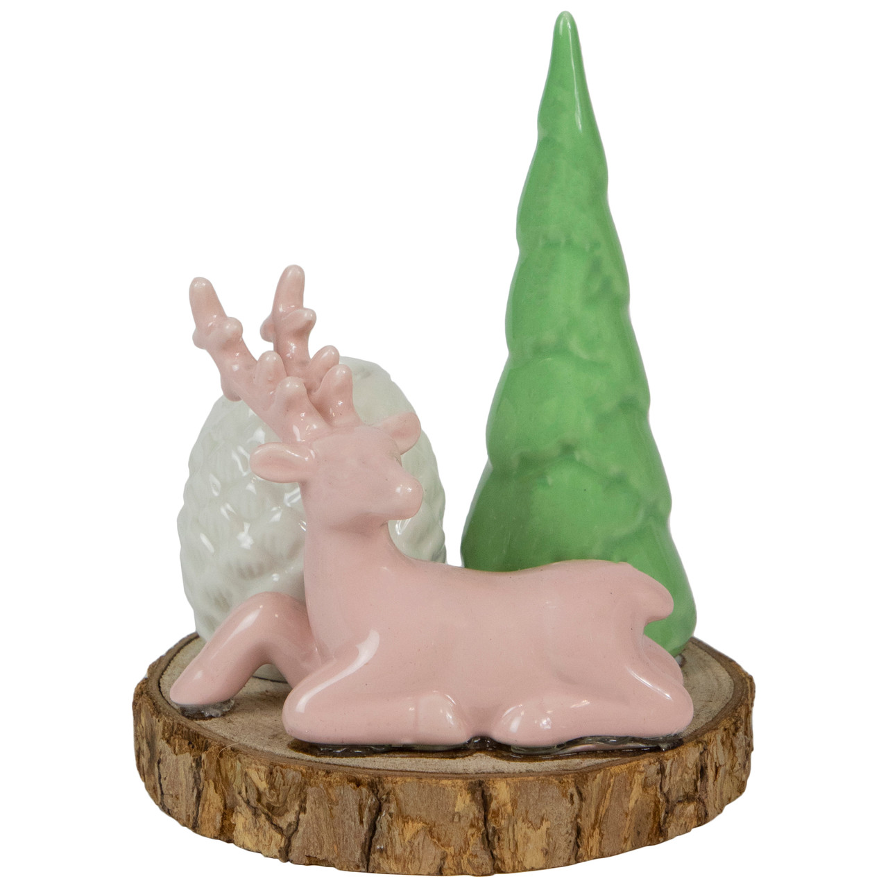 Reindeer with Tree and Pine Cone Christmas Taper Candle Holder - 6"
