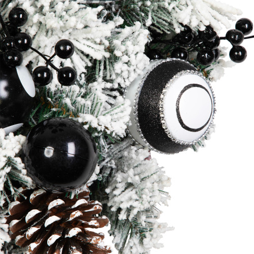 Flocked Pine with Harlequin Bows and Ornaments Christmas Wreath - 24" - Unlit