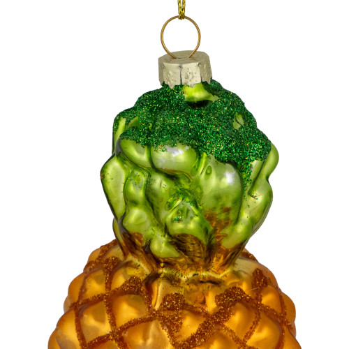4.75" Glittered Pineapple Glass Christmas Hanging Ornament