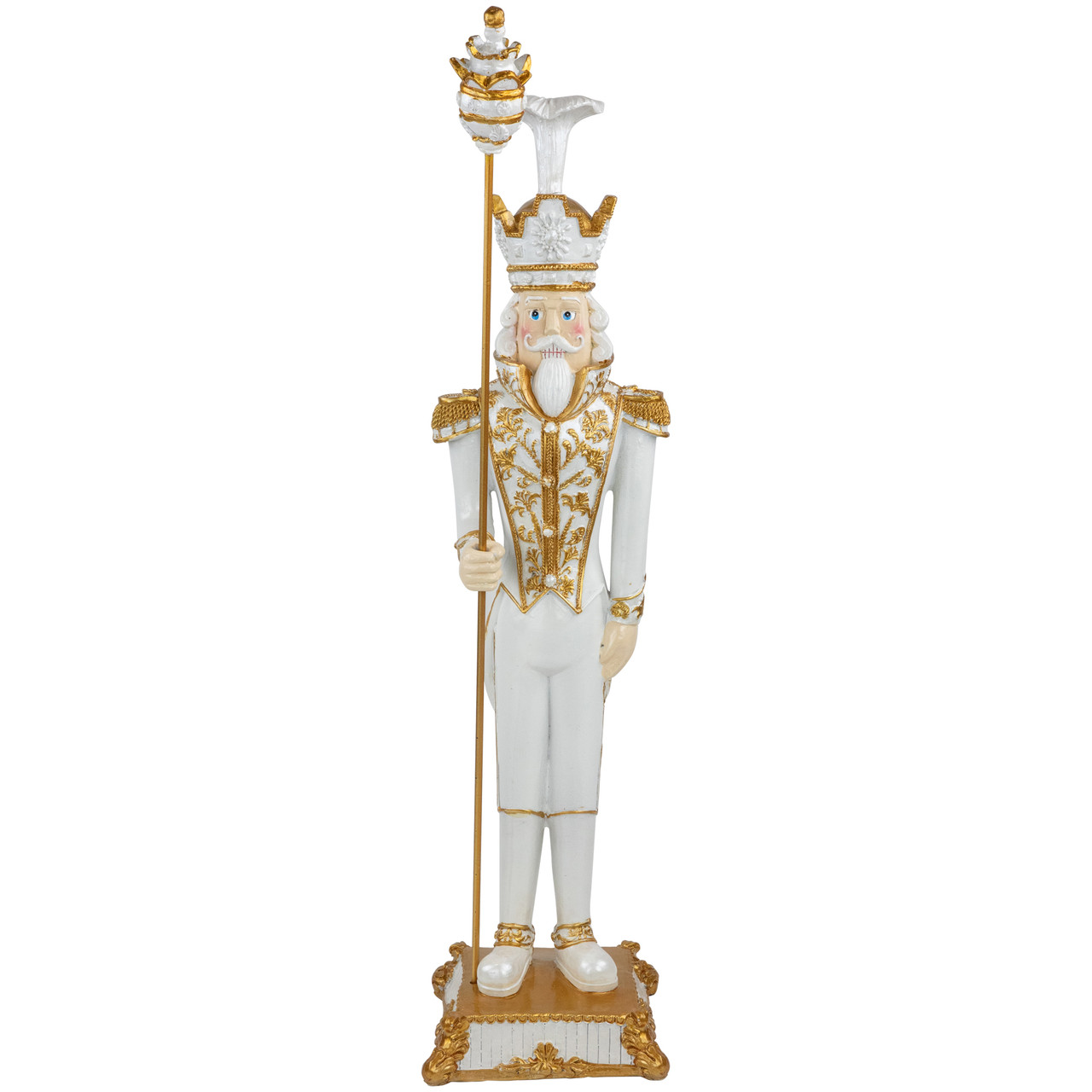 Christmas Nutcracker Soldier with Scepter - 25.75" - White and Gold