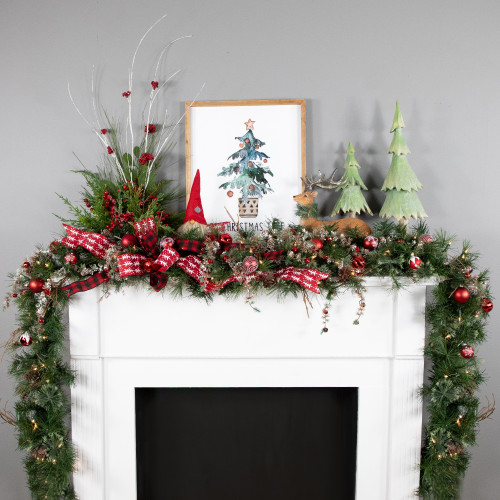 Pre-Lit Country Mixed Pine Artificial Christmas Garland - 9' x 12" - Clear AlwaysLit Lights
