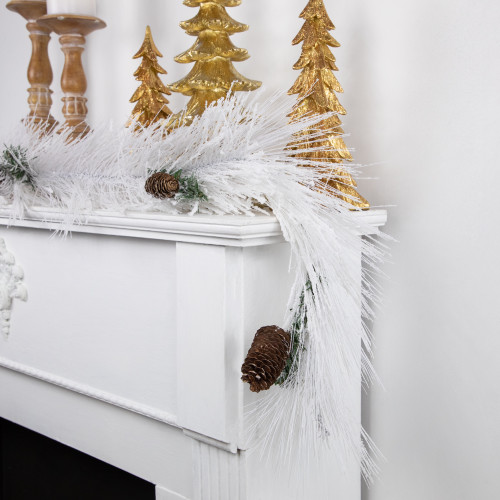 6' x 10" White Flocked Artificial Christmas Garland with Pine Cones, Unlit