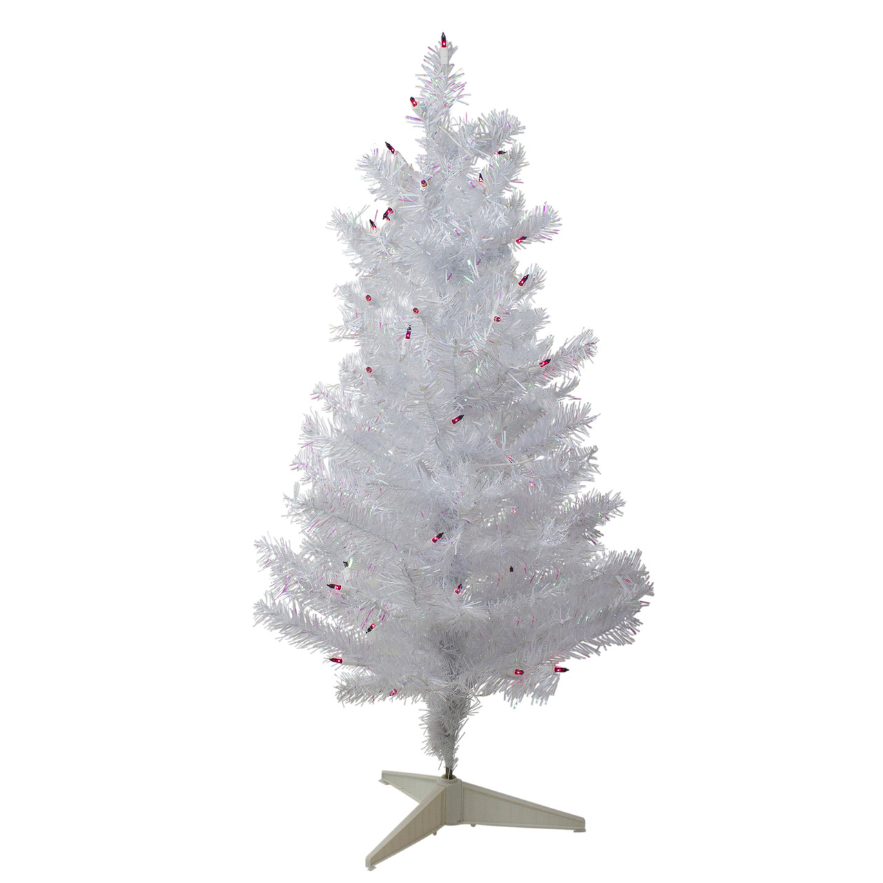 3' Pre-Lit White Medium Iridescent Pine Artificial Christmas Tree - Purple Lights