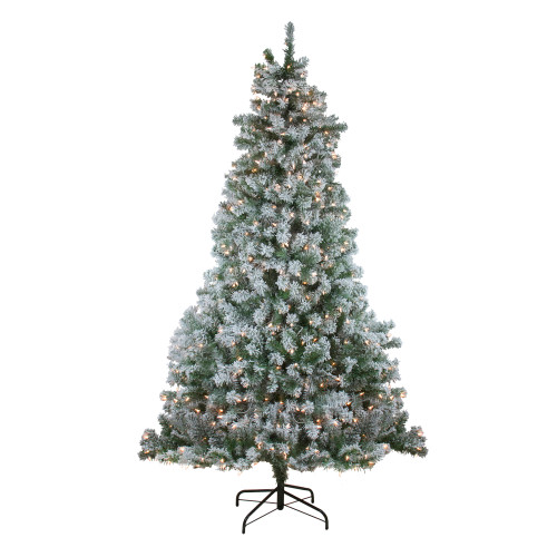 7.5' Pre-Lit Full Winema Pine Flocked Artificial Christmas Tree - Clear Lights