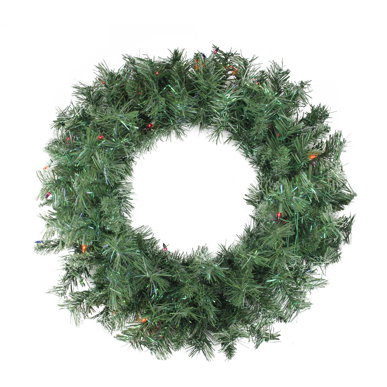 Pre-lit Minetoba Pine Artificial Christmas Wreath - 24" - Multicolor Lights