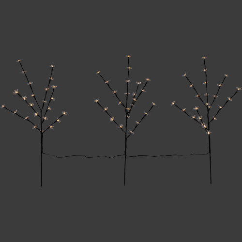 Set of 3 Pre-Lit Cherry Blossom Artificial Tree Branches, 72 Warm White LED Lights