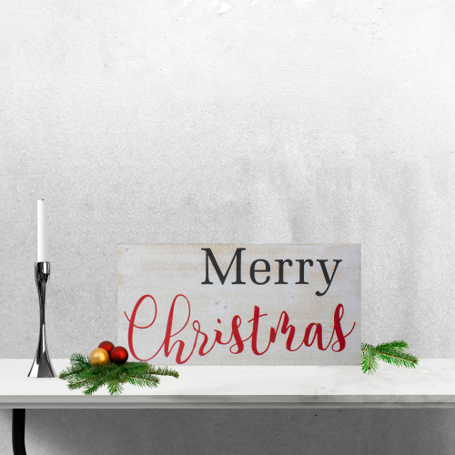 24" Rustic Wooden 'Merry Christmas' Hanging Wall Sign