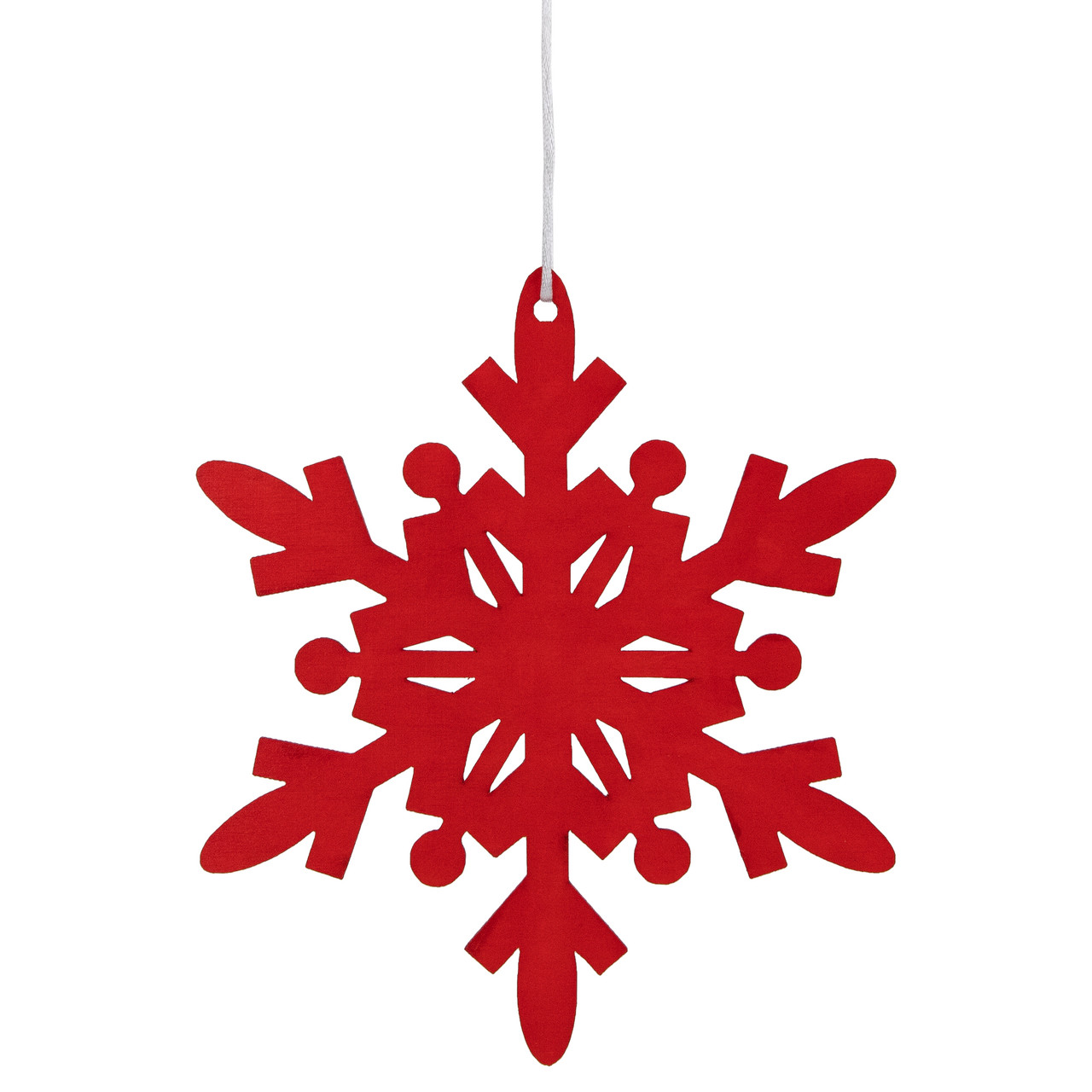 7.75" Red Snowflake Hanging Wooden Christmas Ornament