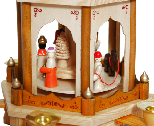 BRUBAKER Christmas Pyramid - 24 Inches - 4 Tier Carousel with 6 Candle Holders and Hand Painted Figurines - Designed in Germany