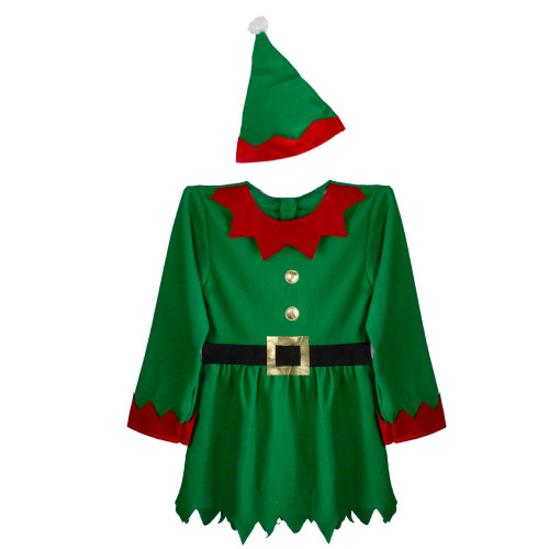 Women's Red and Green 2-Piece Elf Costume- Size Small