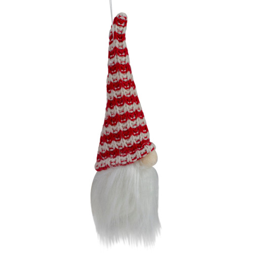 8" Lighted Red and White Knit Gnome Head Christmas Ornament