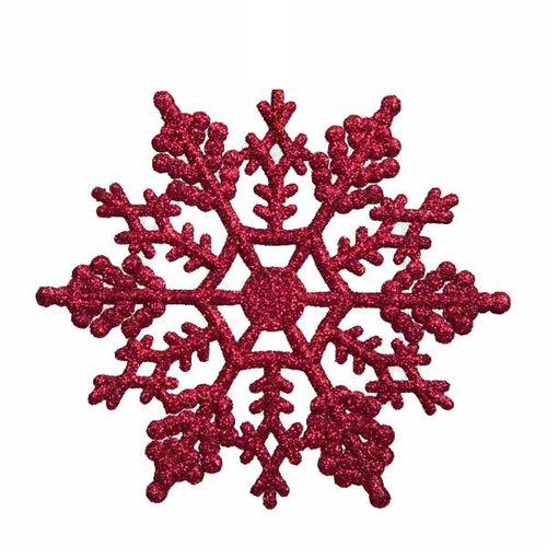 24ct Berry Pink Glitter Snowflake Christmas Ornaments 4" (100mm)