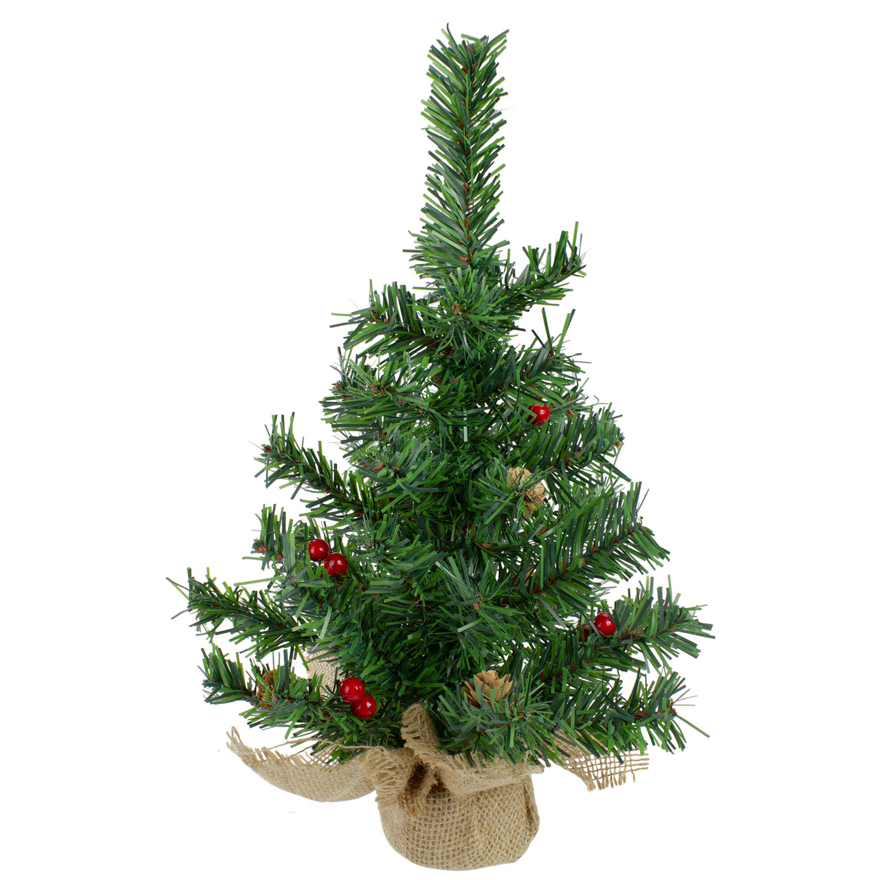 Potted Red Berries and Pine Cones Medium Artificial Christmas Tree �C 16" - Unlit