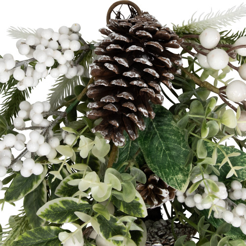 Glittered Berries and Eucalyptus Artificial Christmas Teardrop Swag - 24" - Unlit