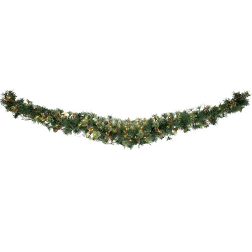 Pre-Lit Country Pine and Mini Pinecone Artificial Christmas Swag - 6' - Clear Lights