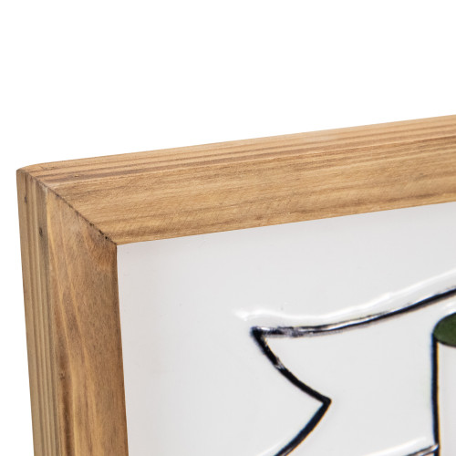 16" Red Vintage Truck With a Forest Tree "Home For Christmas" Metal With a Wooden Frame Wall Decor