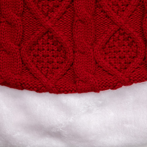 Cable Knit Christmas Tree Skirt - 48" - Red and White