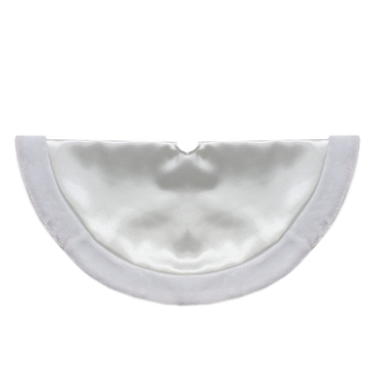 Mini Satin Christmas Tree Skirt with Faux Fur - 20" - White
