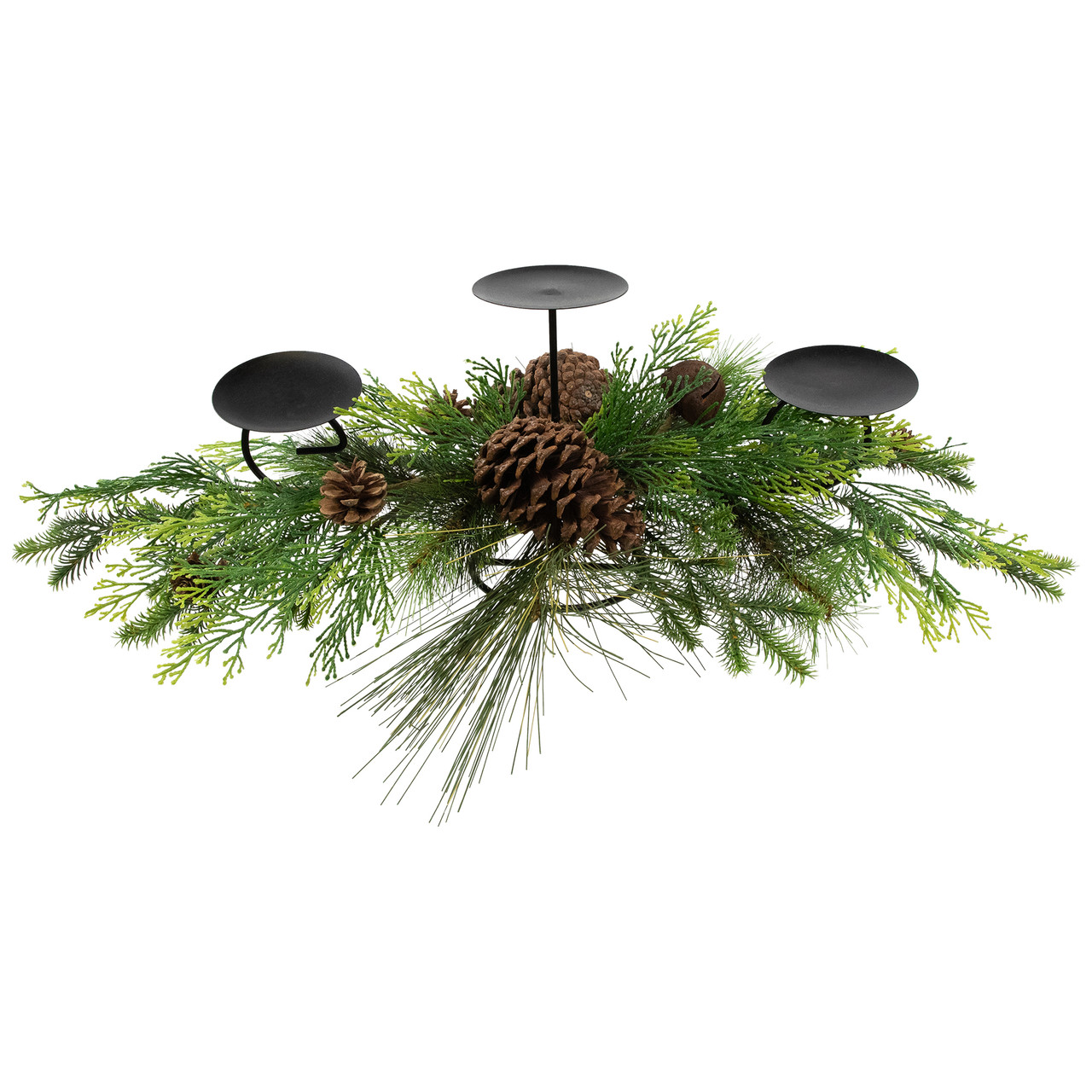 Real Touch?? Jingle Bell and Pine Cones Christmas Pillar Candle Holder - 30"