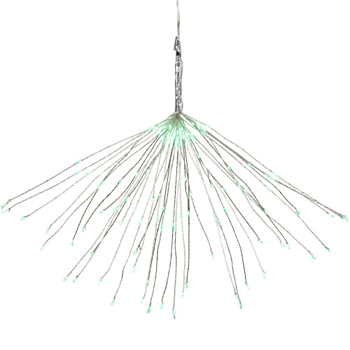20" LED Lighted Firework Silver Branch Christmas Decoration - Green Lights