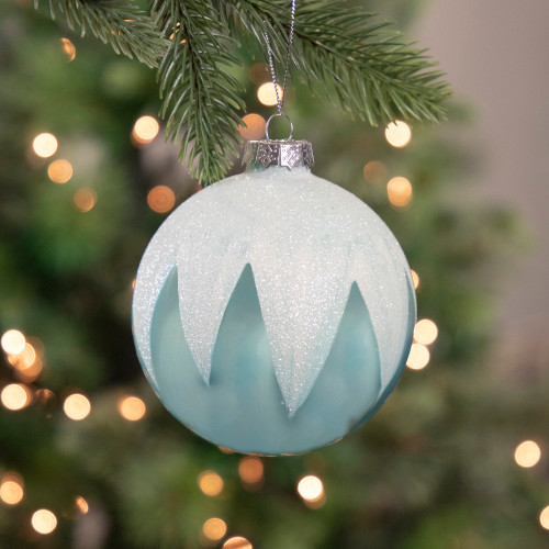 4" Blue and White Glass Ball Christmas Ornaments