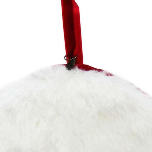 7.5" Red and White "Merry Christmas" Faux Fur Decorative Christmas Disc Ornament