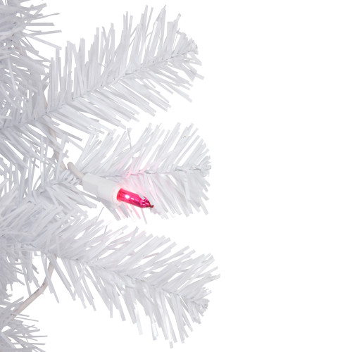 6.5' Pre-Lit Woodbury White Pine Pencil Artificial Christmas Tree, Pink Lights
