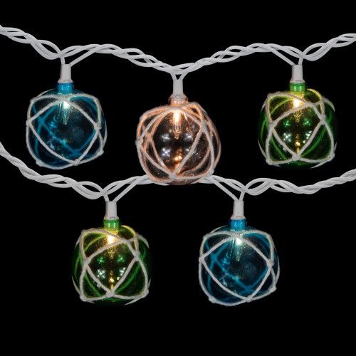 10-Count Multicolor Globe Christmas Light Set, 6ft White Wire