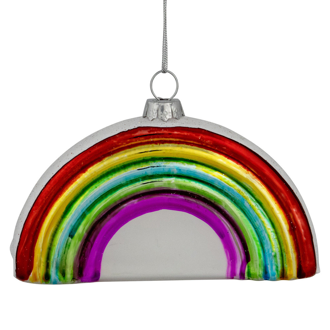 4" Shiny Arched Rainbow Hanging Glass Christmas Ornament