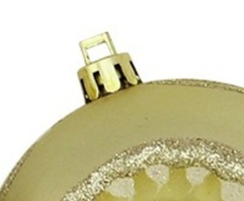 5ct Champagne Gold Retro Reflector Shatterproof Christmas Ball Ornaments 3.25" (80mm)