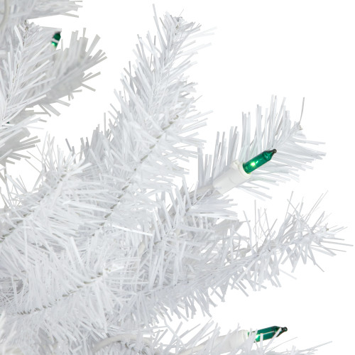 6.5�� Pre-Lit Slim Geneva White Spruce Artificial Christmas Tree, Green Lights