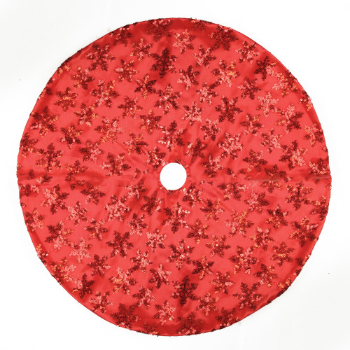20" Red Sequin Snowflake Pattern Mini Christmas Tree Skirt