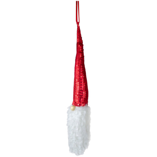 11" Red Sequin Santa Head With a Warm Hat Christmas Ornament