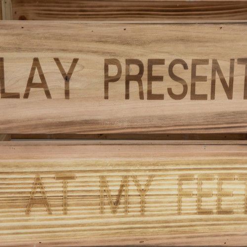 18" Wood Crate "Lay Presents at My Feet" Christmas Tree Collar