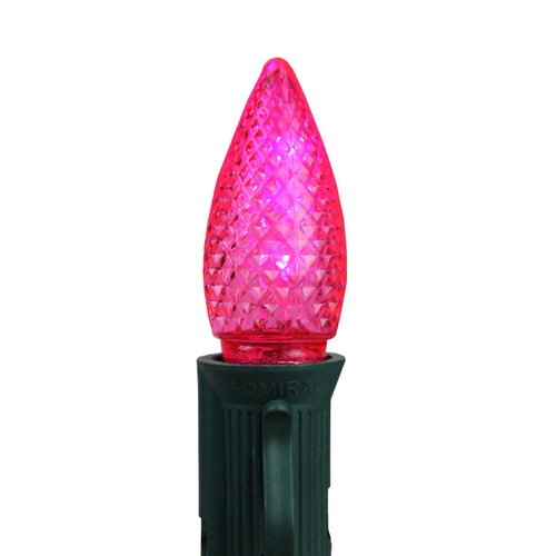 Pack of 4 Faceted Transparent Pink LED C7 Christmas Replacement Bulbs