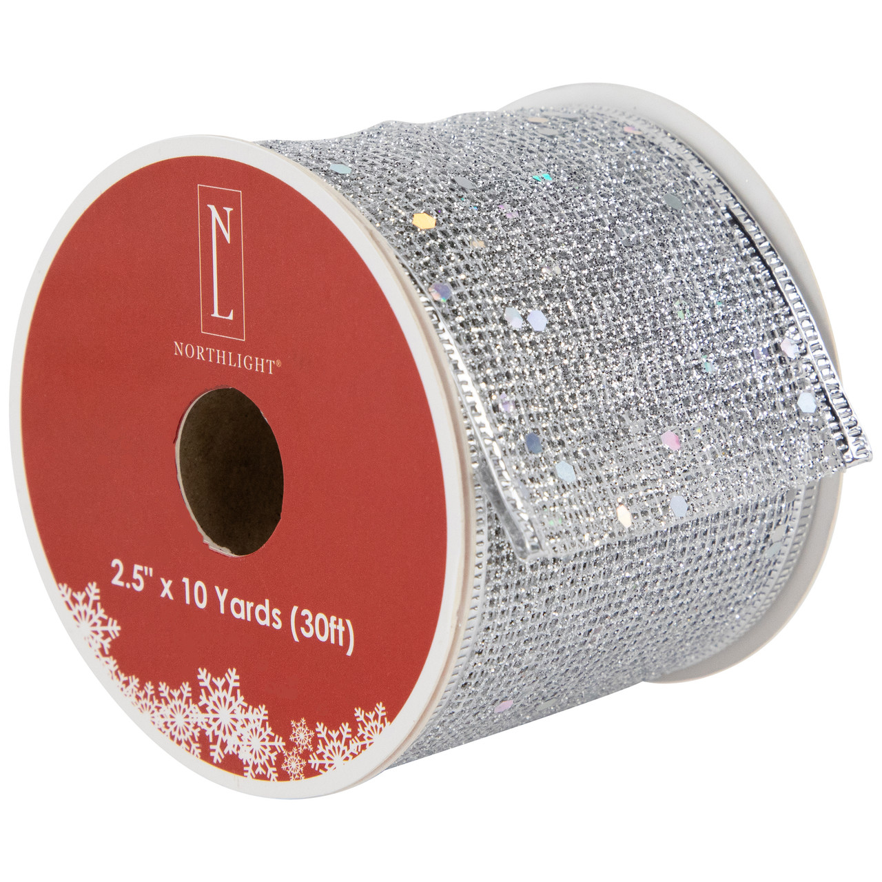 Shimmering Silver Wired Craft Christmas Ribbon 2.5" x 10 Yards