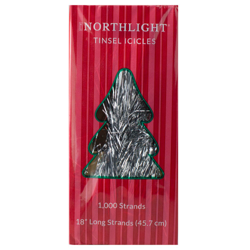1000ct Silver Tinsel Icicle Strands - 18" Christmas Decorations