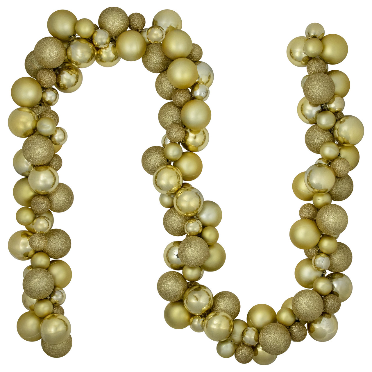 6' Shatterproof Ball Vegas Gold 3-Finish Christmas Garland