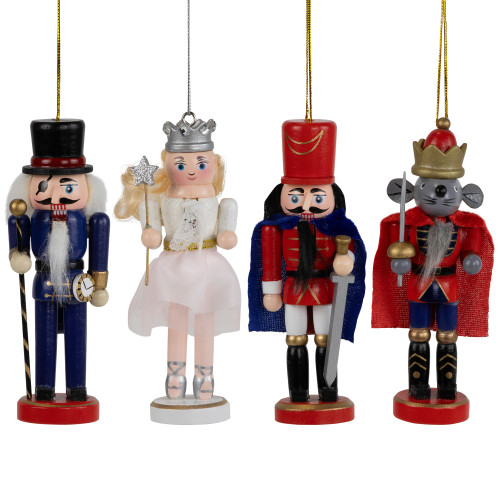 The Nutcracker Suite Christmas Figures -  5.25" - Red and Blue - Set of 4