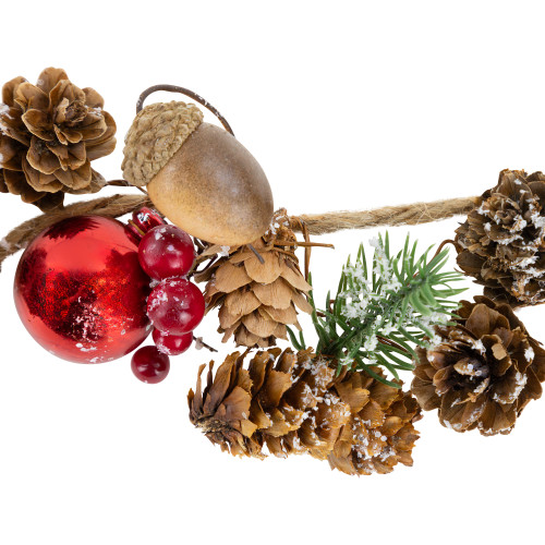 Pine Cones and Berries with Ornaments Christmas Twig Garland - 39.5" x 3" - Unlit